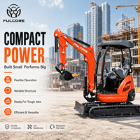 Mini-excavatrice FULCORE au design compact pour travaux en sous-sol, démolition intérieure avec pince hydraulique, mini-excavatrice sur chenilles