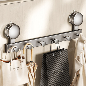Wall Mounted Suction Cup <b>Hook</b> Storage Rack Self <b>Adhesive</b> Minimalist Design For Door Back Clothes Hanger Entrance Use - Product Image 3