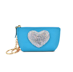 Porte-monnaie en cuir en forme de cœur avec diamants pour femmes, sac de voyage tendance pour femmes, petit portefeuille portable pour filles, porte-clés - Product Image 2
