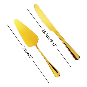 Dessert Servieren Hochzeits feier liefert Bulk Stock Edelstahl 1810 Besteck Messer Set, Gold Cake Server Set - Product Image 2