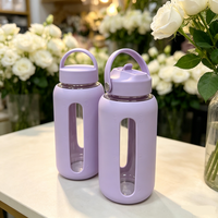 Nouvelle bouteille d'eau en verre tendance avec poignée et paille, motif imprimé laser, cadeau de Noël, logo personnalisé pour usage quotidien