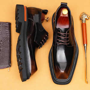 Zapatos Oxford de Vestir para Hombre, de Piel Sintética, con Punta en Pico, con Cordones, Color Sólido, Suela de Goma Acolchada, para Todas las Temporadas, Envío Directo - Product Image 3