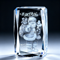 Cube en cristal K9 gravé au laser 3D sur le thème de Noël, presse-papiers en cristal personnalisé, décoration de table, souvenir de Noël