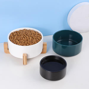 Atacado Luxo Logotipo Personalizado Cerâmica Pet <span class=keywords><strong>Food</strong></span> e Água <span class=keywords><strong>Bowl</strong></span> com Madeira <span class=keywords><strong>Stand</strong></span> para Cães e Gatos - Product Image 6