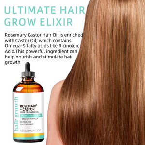 Private Brand Raw Rosemary Castor Hair <b>Oil</b> + Massager Hair Care <b>Set</b> 120ml for Dry, Damaged & Split End Hair - Product Image 2