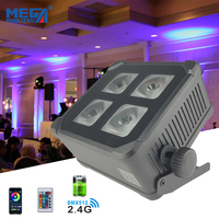Projecteurs LED PAR sans fil étanches IP65 4x20W 6-en-1 RGBWA+UV sur batterie avec Wi-Fi et télécommande IR pour mariages, fêtes, scènes