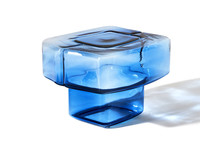 Nouvelle conception de meubles de salon, table basse carrée en verre de 20 pouces, L520*W520*H390mm, 520mm, 52cm, table d'appoint en verre soufflé jaune ambre