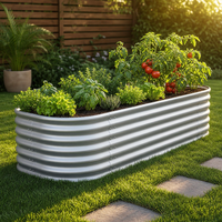 Bac à légumes surélevé en métal, en acier galvanisé ondulé, kit de jardinière modulaire pour la culture de légumes et d'herbes en extérieur