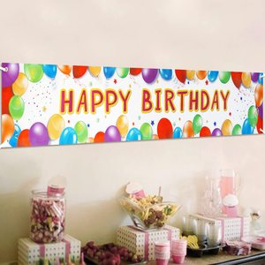 Huge Folding Happy Birthday Balloon Banner Sign Cotton Canvas ROMANCE Style Digital Printing Promotional Party Supplies for