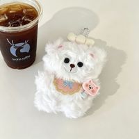 Porte-clés en peluche ours chef de dessin animé mignon, pendentif de sac à dos pour couple et meilleurs amis, petite poupée cadeau en gros