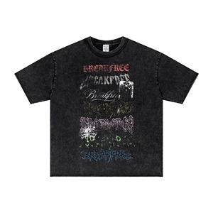 T-shirt Streetwear Oversize 270 Grammes avec Slogan, Logo Frontal et Impression Numérique Effet Vieilli, Design Graphique, Coton Lourd - Product Image 1