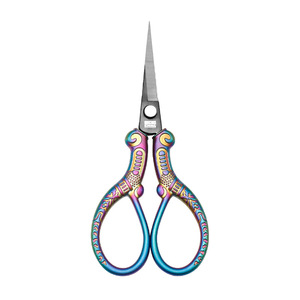 Vintage Embroidery Scissors Stainless Steel Colored <b>Titanium</b> Blue Gold Straight Head Home Use Tailor Scissors - Product Image 4