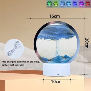 Newest Led <strong>Light</strong> Decor Hourglass <strong>Table</strong> Quicksand Night <strong>Light</strong> 3D Dynamic Flowing Sand Frame Round Glass Bedside Lamp - Product Image 1
