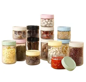 Wide Mouth Stackable Glass Sealed Tank Storage Jar Airtight Container Canister With Screw Cap For Grain Sauces Spices Seasoning