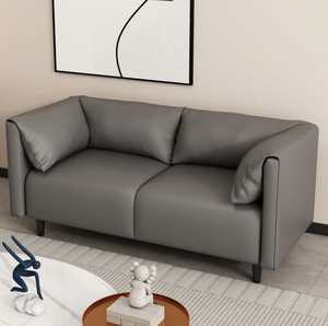 Sofá Nórdico de Dos Plazas, Móvil, con Relleno de Esponja y Estructura de Madera, Tapizado en Cuero, para Apartamento - Product Image 5