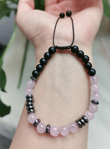 Gioielli di moda 6MM intrecciati con stringa elastica di cristallo rosa nero opaco codice codice Design rame smerigliato braccialetto di perline anniversario - Product Image 5