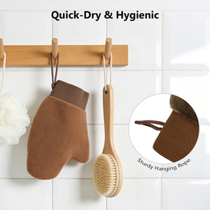 Meilleures ventes de produits de nettoyage : Gant de bronzage exfoliant avec trou pour le pouce, Gants de bronzage marron - Product Image 3