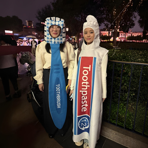 Ensemble de costumes brosse à dents et dentifrice pour femmes adultes, tenue de cosplay d'Halloween, vêtements amusants pour couple, vêtements de jeu de rôle pour fête - Product Image 1