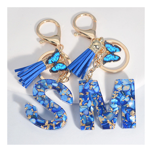 TG-2678 Porte-clés Lettre Initiale Papillon Mignon, Breloque pour Sac à Dos, Pendentif de Voiture, Cadeau pour Femmes et Filles - Product Image 1