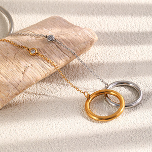 Brazalete de cadena de mano de acero inoxidable con baño de oro de 18 quilates, anillo de mano conectado, joyería para mujer, para uso diario, fiestas, regalo. - Product Image 5