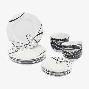 Set di stoviglie in ceramica dipinta OEM personalizzato <span class=keywords><strong>piatti</strong></span> <span class=keywords><strong>piatti</strong></span> ciotole Set di stoviglie <span class=keywords><strong>da</strong></span> cucina <span class=keywords><strong>da</strong></span> 18 pezzi <span class=keywords><strong>servizio</strong></span> per <span class=keywords><strong>6</strong></span> - Product Image 1