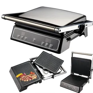 New House Kitchen Stainless Steel Non-Stick Panini Press Grill Gourmet Sandwich Maker With Removable Drip Tray And 180 Degree