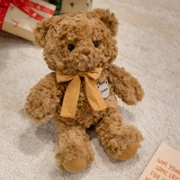 Boneka Beruang Teddy Berbulu Lembut, Boneka Beruang Duduk dengan Dasi Kupu-kupu, Hiasan Tag Beruang untuk Hadiah Ulang Tahun Anak-anak di Hari Valentine