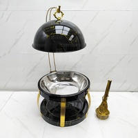 Chauffe-Plats de Luxe 8L en Acier Inoxydable à Carburant pour Mariage, Ensemble de Plats de Service Noir et Doré pour Buffet et Traiteur