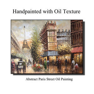 Phong Cách Hiện Đại Handmade Sơn Dầu Bán Buôn Không Khung Thiết Kế của Paris Đường Phố Và Nổi Tiếng <span class=keywords><strong>Eiffel</strong></span> Tháp Giấy Hỗ Trợ Cơ Sở - Product Image 4