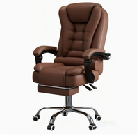 Chaise de bureau de direction, chaise d'ordinateur de luxe légère, chaise d'étude confortable et ergonomique en cuir pour usage domestique, avec accoudoirs pivotants