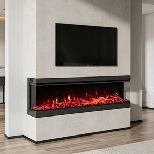 Chimenea Eléctrica Lineal de Pared con Repisa, Calentador con <span class=keywords><strong>Llama</strong></span> LED Multicolor para Sala de Estar o Pared de TV - Product Image 3
