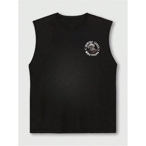 FOXA Men's <b>Skull</b> Graphic Tank <b>Top</b> Crew Neck Sleeveless Workout Tee 100% Cotton Breathable Summer Gym Shirt - Product Image 4