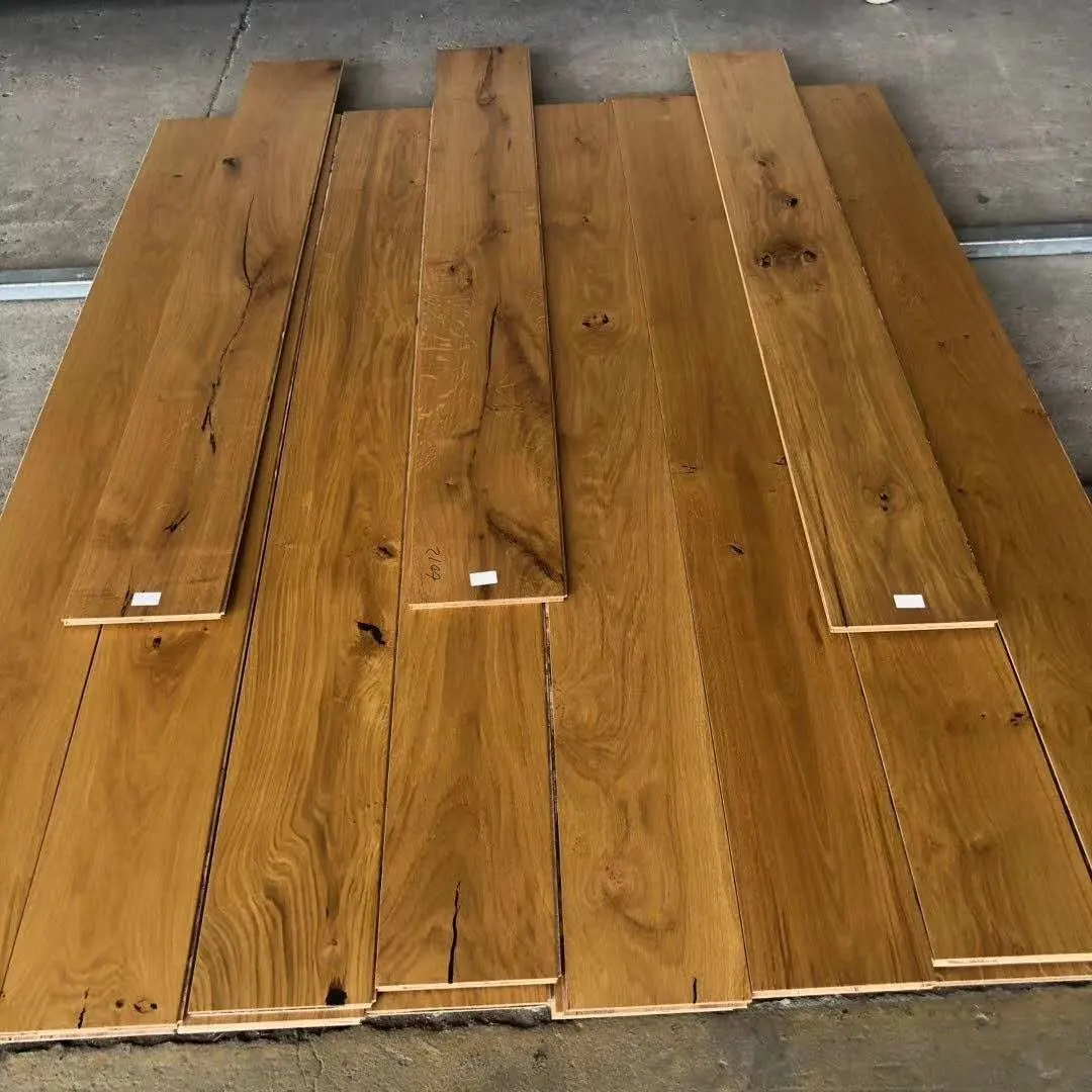 Fumado natural oleada engenharia piso de madeira de carvalho larga prancha