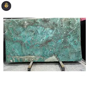 villa decor luxury stone Natural Polished Tile Slab Wall Amazonite Turquoise Granite backlit amazon green Marble