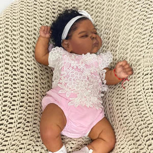 Bambola Reborn da 19 Pollici con Capelli Ricci, Interamente in Vinile, Bambola Nera Dormiente Realistica Fatta a Mano per Esposizione, Regalo da Collezione M058 - Product Image 5