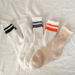 Chaussettes en tricot rayées vintage, motif vertical ondulé, style japonais, coton du Xinjiang, chaudes, respirantes, gros fil - Product Image 2