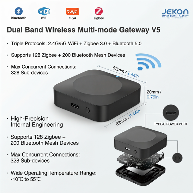 High Performance V5 Smart Multimode Hub Dual Band WiFi Module Zigbee BLE Chip Support Over 300 Smart Sub Devices