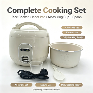 Olla <span class=keywords><strong>Arrocera</strong></span> Eléctrica Portátil de 1.6L-5L con Taza Medidora, Olla de Hierro con Revestimiento Antiadherente, Enchufe Francés de 220V, Carcasa de Plástico Blanca - Product Image 4