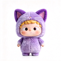 Peluche chat violette en tissu doux, jouet animal en peluche personnalisé, peluche chat personnalisée