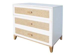 Commode et table à langer pour bébé avec 3 tiroirs en rotin et pieds solides, certifiée EN71 - Product Image 4