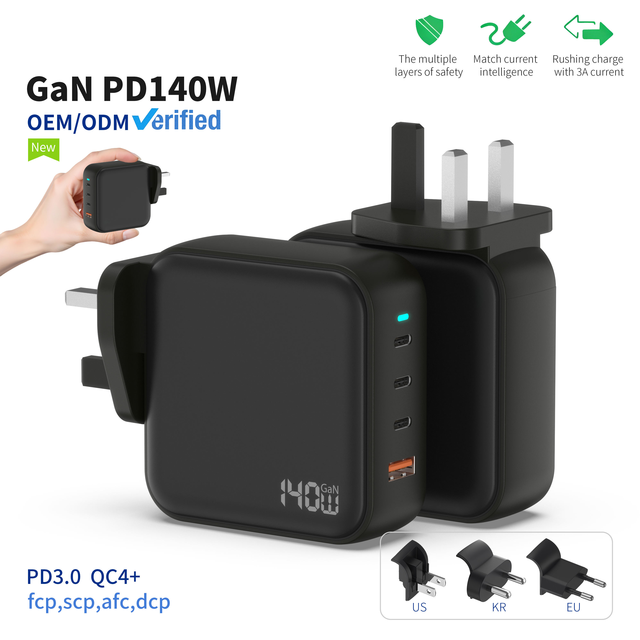 Fast Charging Multiport 140W Notebook Charger UK GaN Charger PD USB C Charger Power Adapter for Laptop Pro