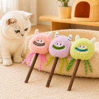 Jouet interactif en peluche Monster Cat Teaser Wand, pour faire courser, sauter et exercer votre chat en intérieur, 3 couleurs, 14 cm