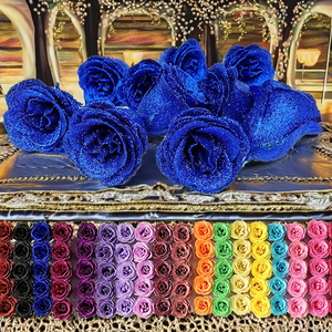 Cabezas <span class=keywords><strong>de</strong></span> Flores <span class=keywords><strong>de</strong></span> Rosa con Purpurina <span class=keywords><strong>de</strong></span> <span class=keywords><strong>Cristal</strong></span>, Lentejuelas <span class=keywords><strong>de</strong></span> 7 cm <span class=keywords><strong>de</strong></span> Diámetro, <span class=keywords><strong>Rosas</strong></span> Artificiales Modernas y Duraderas con Purpurina para el Día <span class=keywords><strong>de</strong></span> San Valentín - Product Image 2