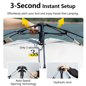 Carpa de Camping Familiar para <span class=keywords><strong>3</strong></span>-4 Personas, <span class=keywords><strong>Oxford</strong></span>, Una Habitación, Apertura Automática en <span class=keywords><strong>3</strong></span> Segundos, 200x150cm, Impermeable para las Cuatro Estaciones - Product Image 5