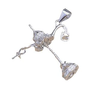 Pendentif en argent S925 en forme de perle baroque, 3 perles avec trou traversant, support vide, 5586 Alara, pendentif de lampe, composants de bijoux - Product Image 5