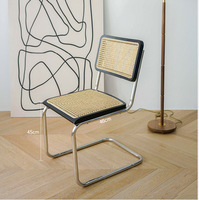 Meubles en rotin Restaurant Canne en bois Réplique en osier Chaise de salle à manger en rotin Cesca avec pieds en métal