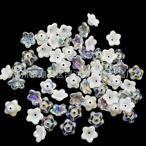 Cuentas acrílicas de flor de trompeta, color blanco perla AB, iridiscentes, tipo gloria matutina, cuentas dispersas para accesorios de cabello, boda - Product Image 3