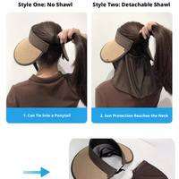 Nuevo Sombrero de Paja con Protección Solar para Mujer, Gorra de Verano con Protección UV, Sombrero de Playa para Exteriores con Protección Facial y para el Cuello