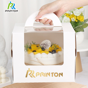 Cajas de cartón redondas personalizadas para regalos, embalaje transparente para magdalenas, pasteles con asa - Product Image 3