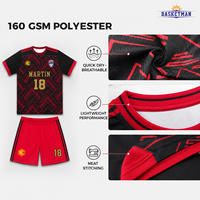 Maillot de football personnalisé 160 GSM respirant à séchage rapide, avec logo brodé et nom et numéro par transfert thermique pour équipes de club, OEM
